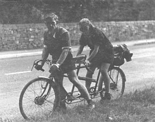 Les and Joan with the tandem at Levens Bridge, Nr Kendal