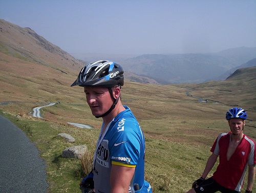 Stu and Dave at the summit of Honister Pass.